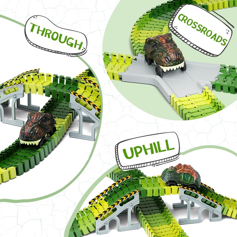 Toyk Dinosaur Toys,Create A Dinosaur World Road Race,Flexible Track Playset and 2 pcs Cool Dinosaur car for 3 4 5 6 Year & Up Old boy Girls Best Gift - Image 4